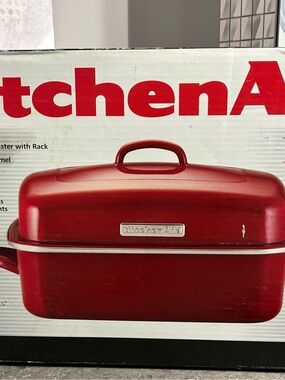 KitchenAid Red Enameled Covered Roaster with Handle
